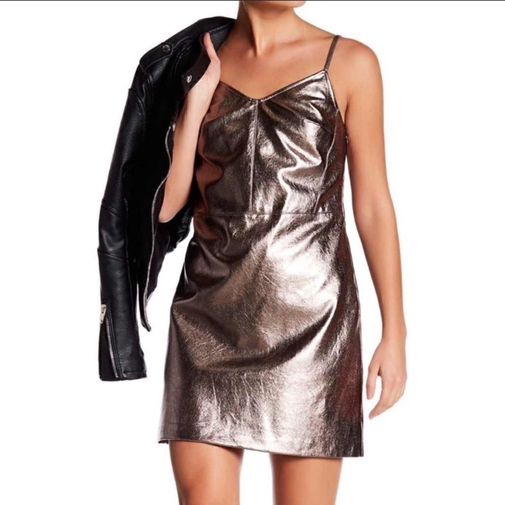 The Curator Gold Metallic Vegan Leather 1.State Dress 2